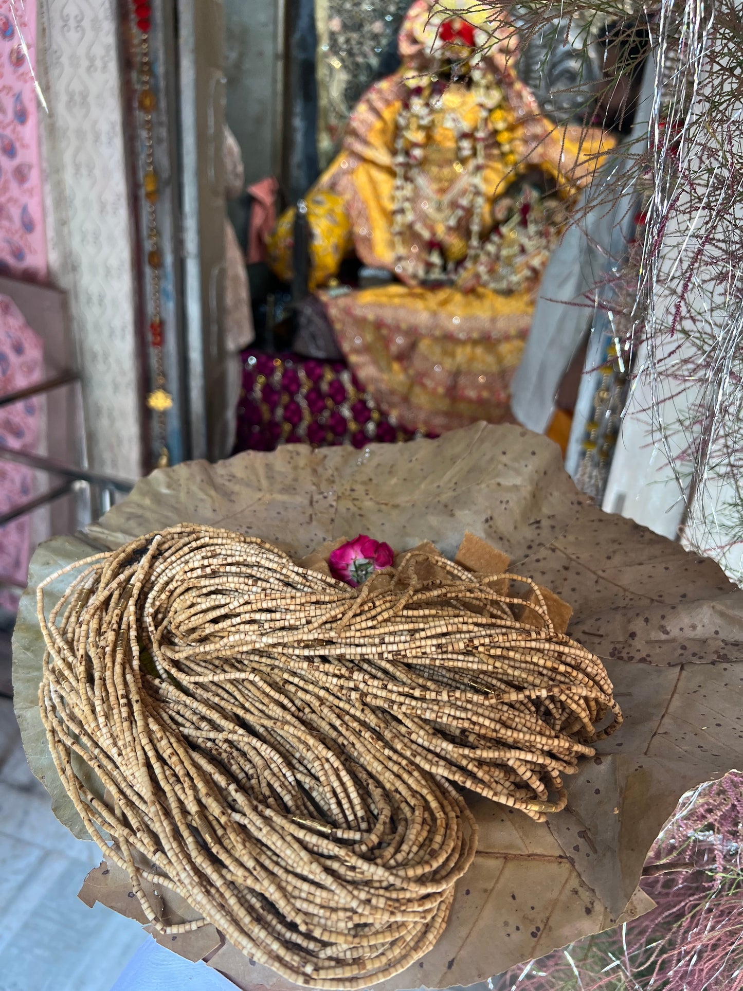 श्री राधिका वल्लभ मंदिर में अर्पित – प्रसादी तुलसी माला 📿 2 Round Tulsi Kanthi Mala prasadi 🌸