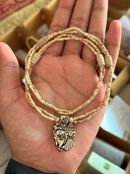 2 Layers Kanthi Mala 18inch with Radhakrishna Tulsi Locket Original Tulsi Mala