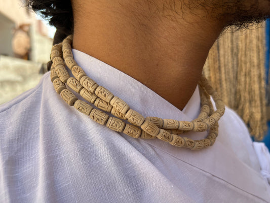 3 Round Radha Name Handmade Tulsi Kanthi Mala