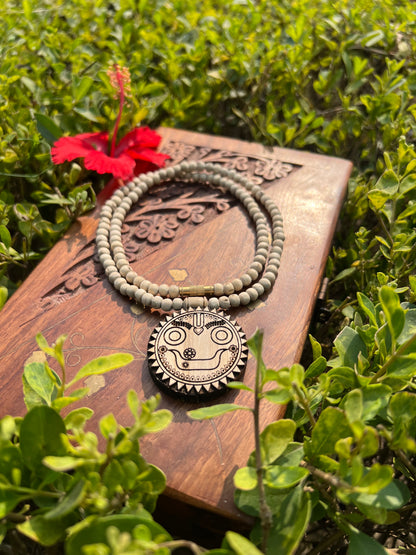 Jagannath Ji Tulsi Locket Kanthi Mala | Original Vrindavan Tulsi Beads | 20 Inch