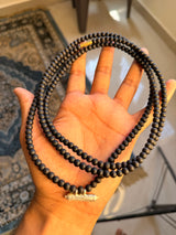 92.5 Silver Kavch Original Tulsi Kanthi Mala 3 Round Black Beads Kanthi Mala