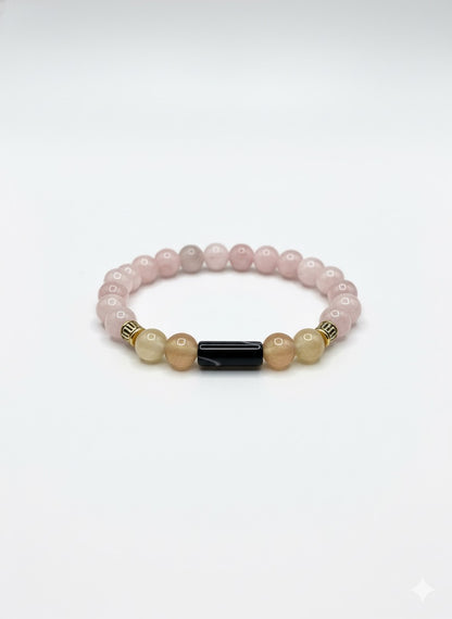 Rose Quartz & Black Agate Energy Bracelet – Love, Balance & Protection