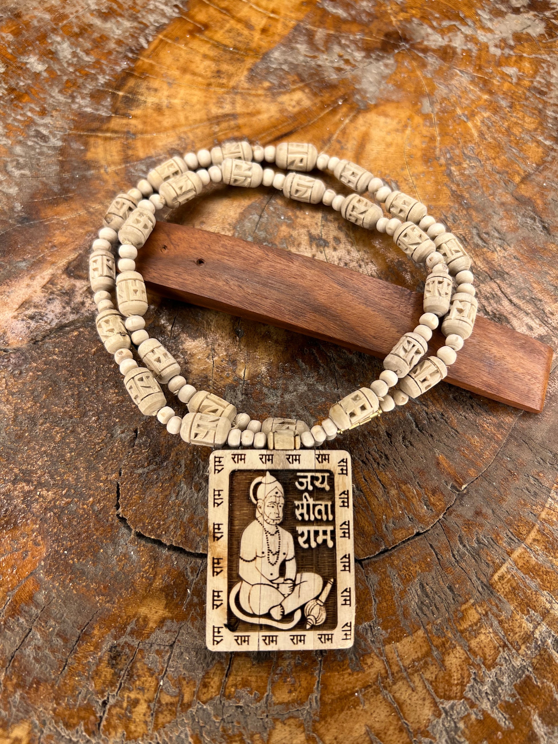 Hanuman Ji Tulsi Locket Ram Name Handcrafted Beads Mala