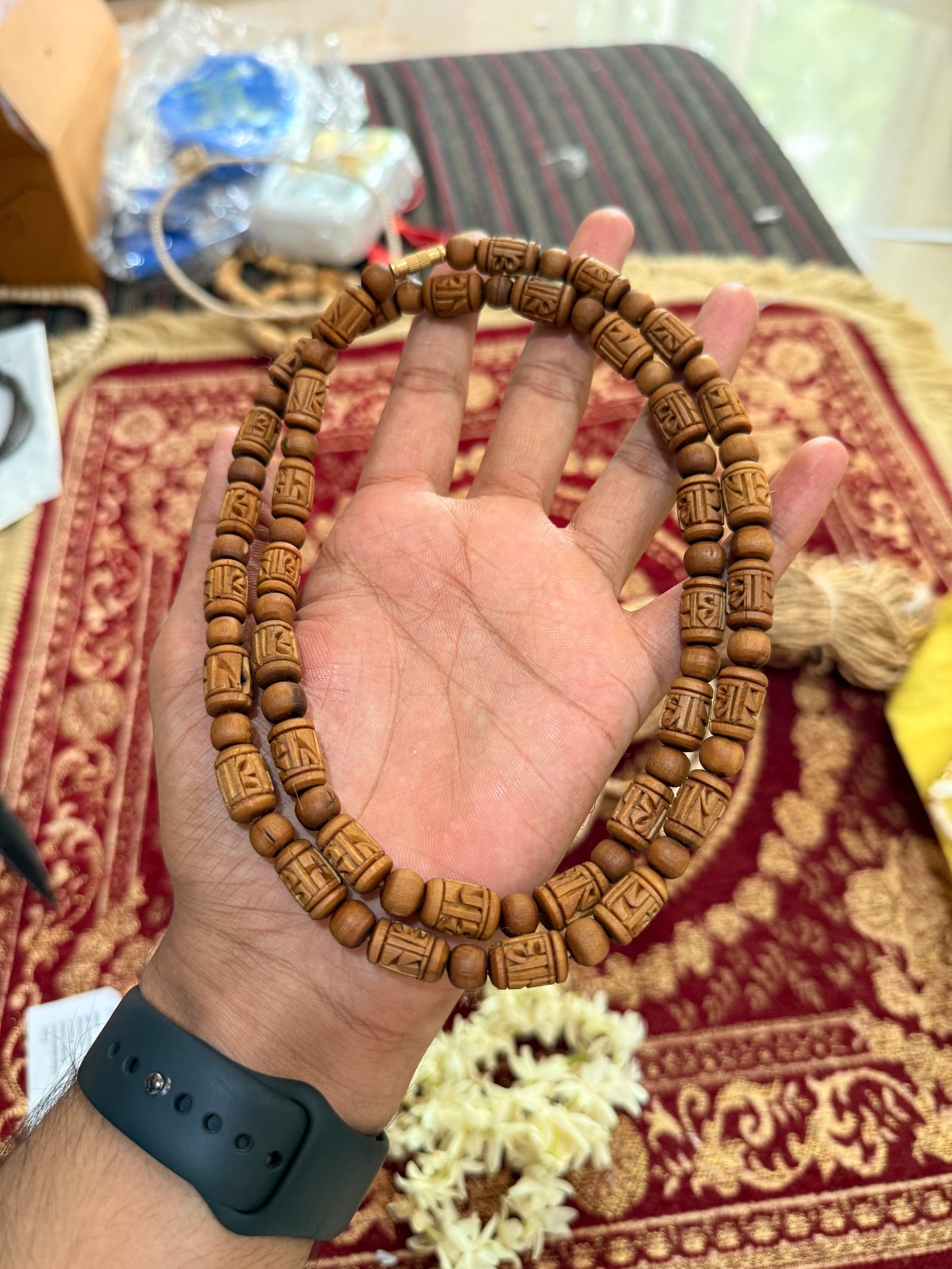Prasadi Tulsi Kanthi Mala 2 Round Brown Beads Radha & Round Beads Original Tulsi Beads
