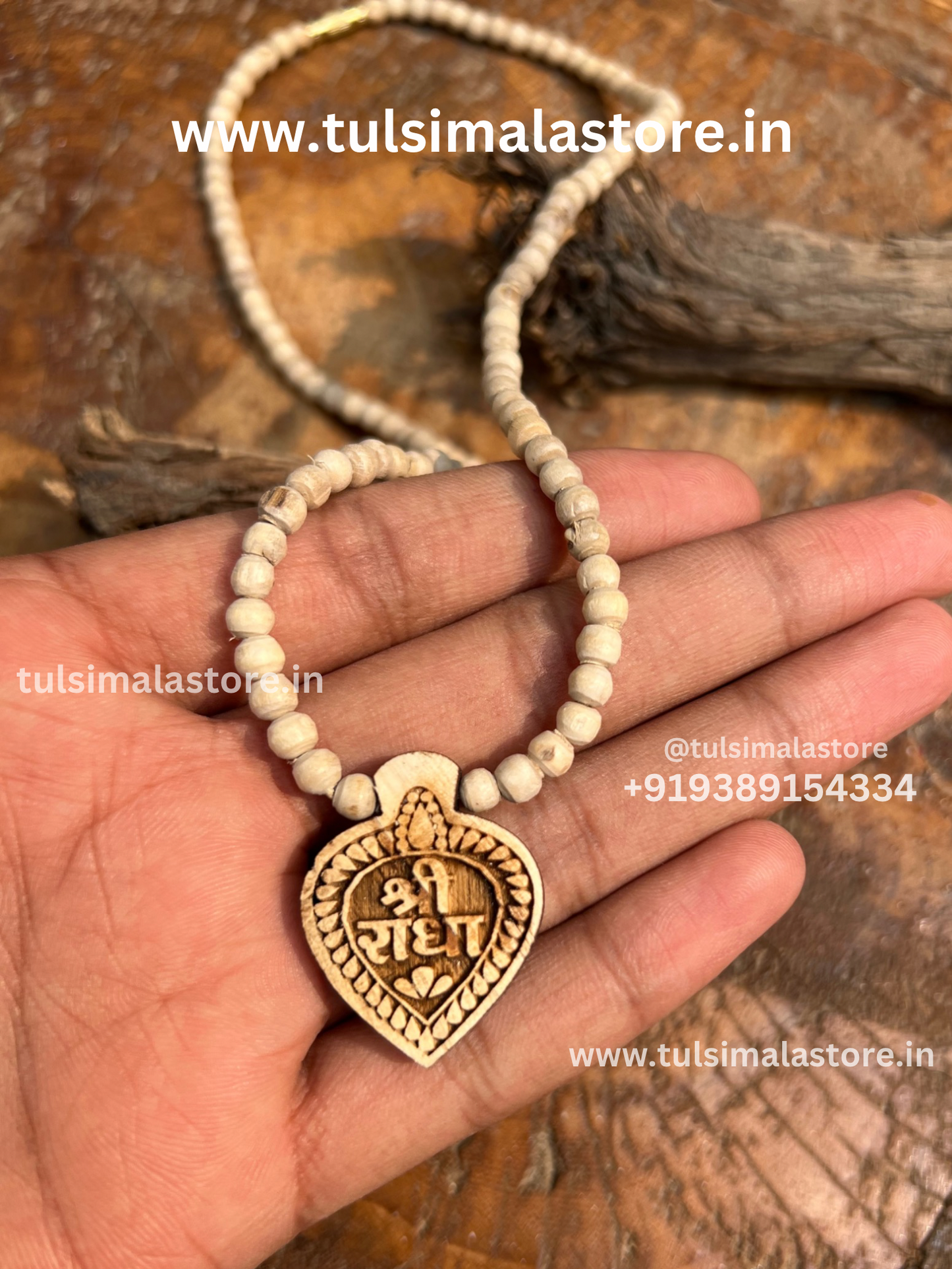 Shri Radha Tulsi Locket & Round Tulsi Beads Kanthi Mala