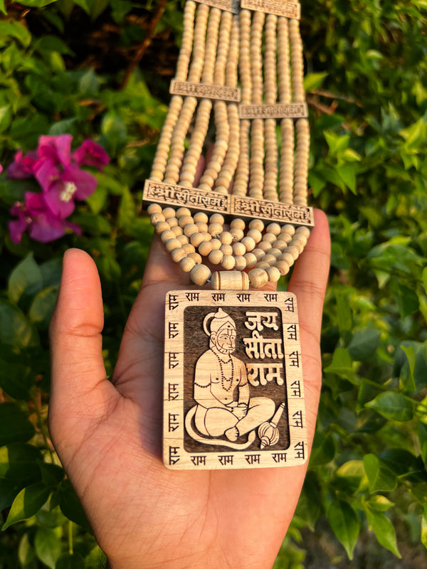 Tulsi Panch Mala with Shri Hanuman ji Tulsi Locket | Original Tulsi Mala from Vrindavan