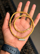 92.5 Silver Kavch With Brown Ghee Dip Tulsi Kanthi Mala Round Beads (18inch)