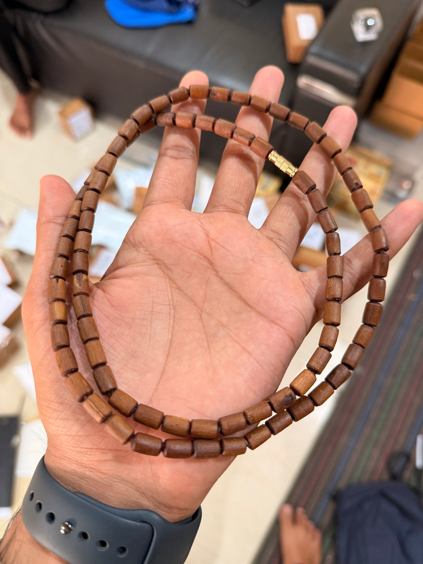 2 Round Brown Long Beads Kanthi Mala Original Tulsi Beads