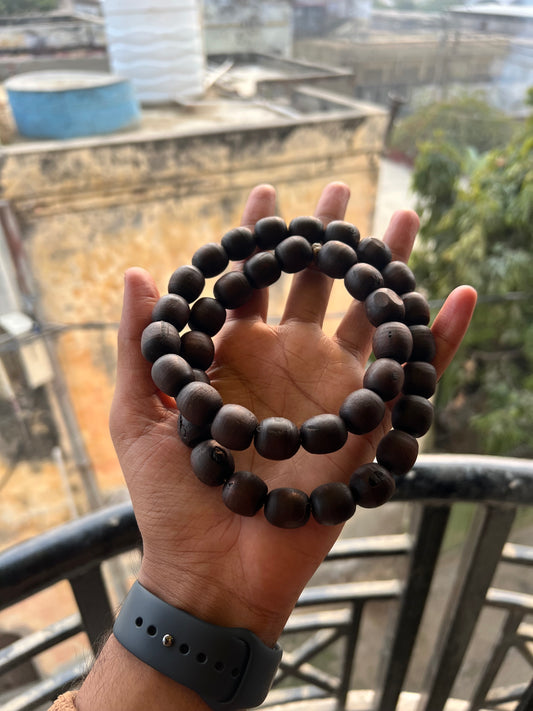 Round Black Beads Tulsi Mala (24inch) 15mm beads