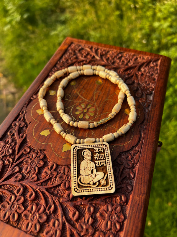 Hanuman Ji Tulsi Locket | Original Tulsi Mala from Vrindavan | Handmade Sacred Kanthi
