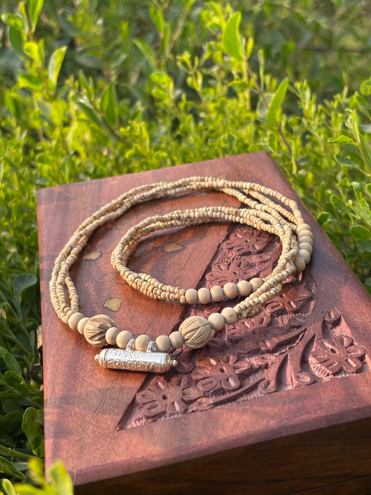 Silver Kavch Fill with brajraj and 3 layers kanthi mala 20inch