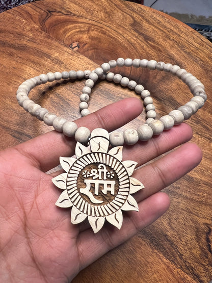 Shree Ram Tulsi Locket Kanthi Mala & Round Beads