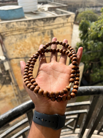 Brown Round Beads Tulsi Kanthi Mala 2 Round
