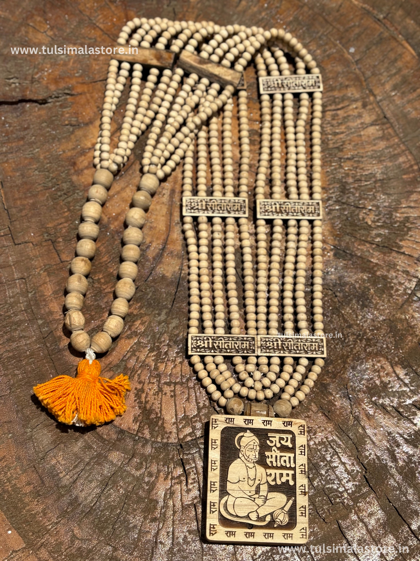 Panchmala Original Tulsi Beads With Sitaram Hanuman ji Locket