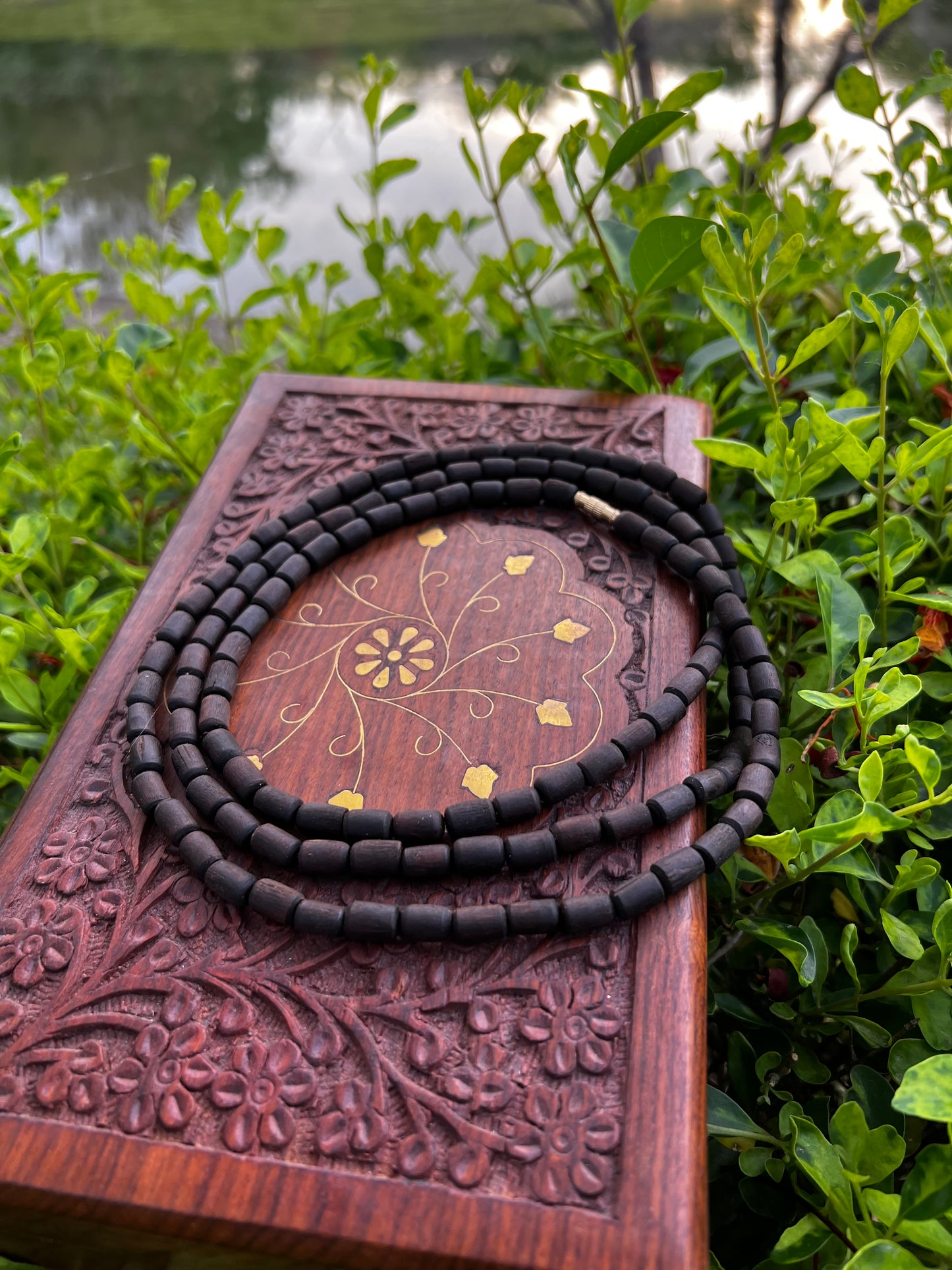 3 Round Long Black Beads Kanthi Mala Original Ghee dip tulsi Kanthi