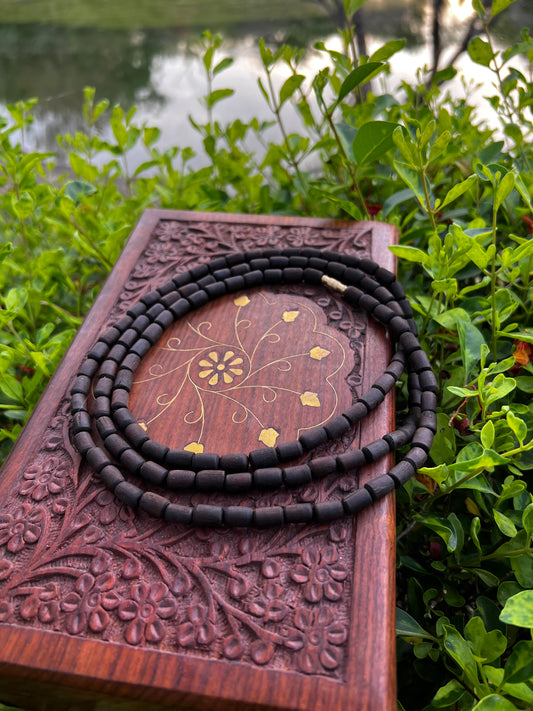 3 Round Long Black Beads Kanthi Mala Original Ghee dip tulsi Kanthi