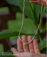 Radha Small Handmade Tulsi Locket Round Beads and Barik Beads Tulsi Mala  (18inch)