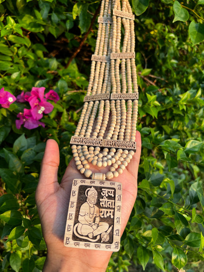 Original Tulsi Panch Mala Sitaram Bhaktmal tulsi Locket Mala- 100% Original Tulsi Beads and Locket Mala for Devotees- Mala Full Length 28 Inches + 3 Inches Locket Height Bead Size 6mm