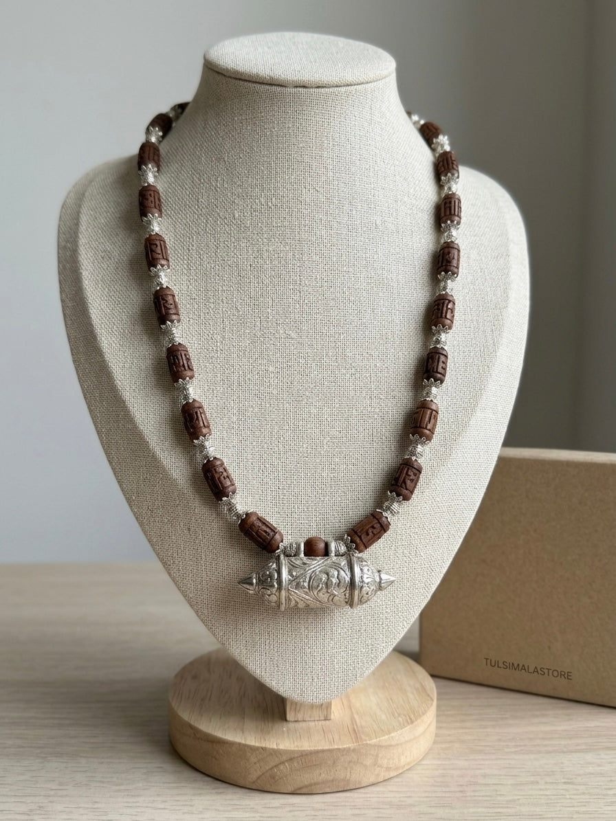 Bhaktamal Kavach with Tulsi Kanthi Mala & Brown Radha Beads – Vrindavan