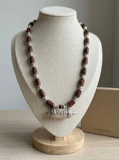 Bhaktamal Kavach with Tulsi Kanthi Mala & Brown Radha Beads – Vrindavan