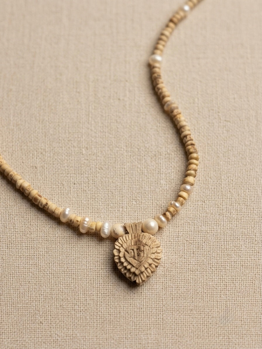 Radha Locket Tulsi Beads & Pearl Beads Kanthi Mala