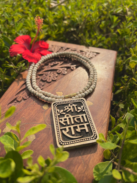 Buy Shri Sitaram Tulsi Locket Mala handcrafted in Vrindavan.